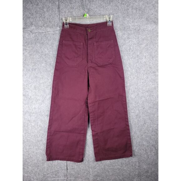 Lykke Wullf Muir Workwear Jean Pants Size XS (24x24) Wide Leg Cotton Maroon - Picture 1 of 8